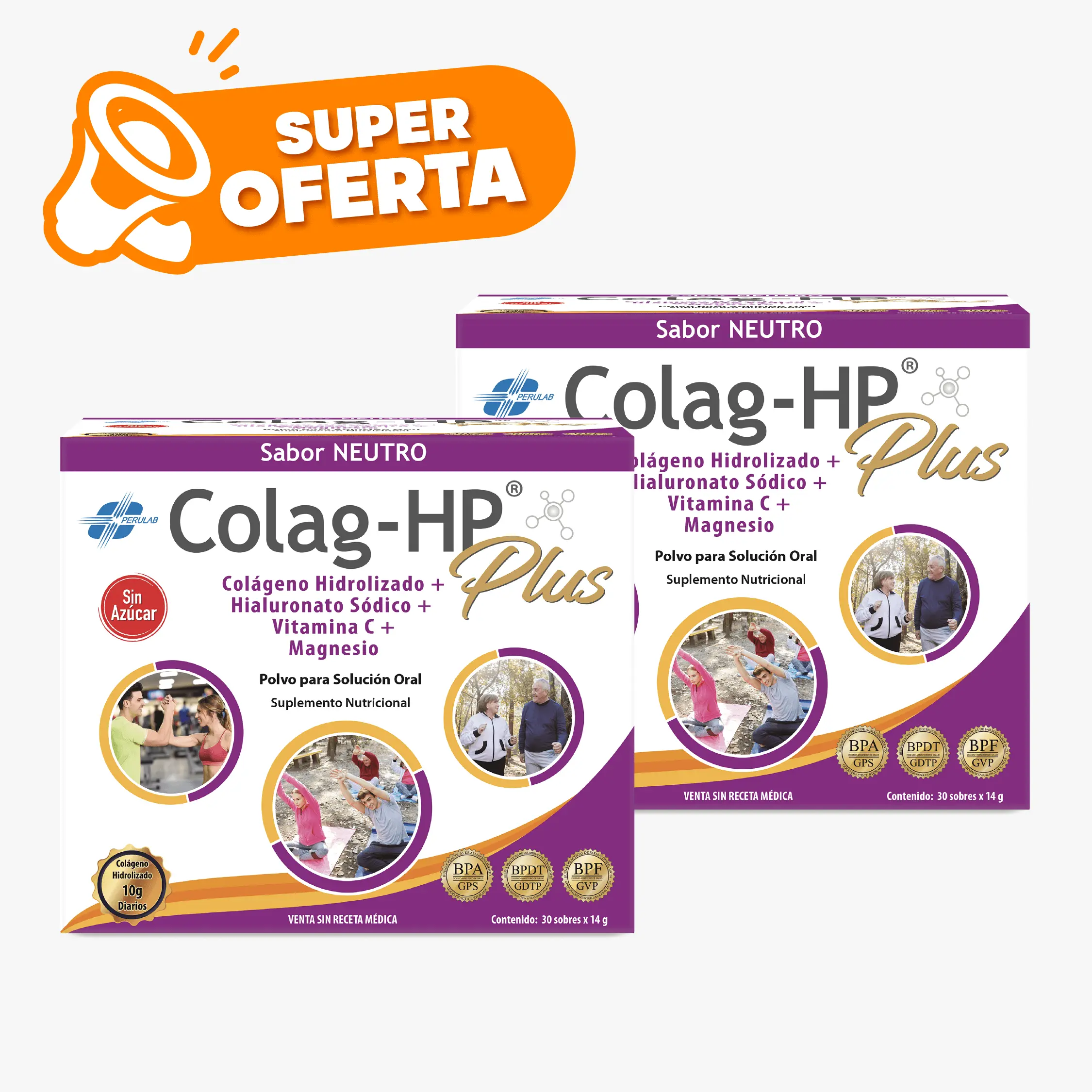 2 Colágenos Hidrolizados - Colag-HP Ⓡ Plus Sabor Neutro en Caja