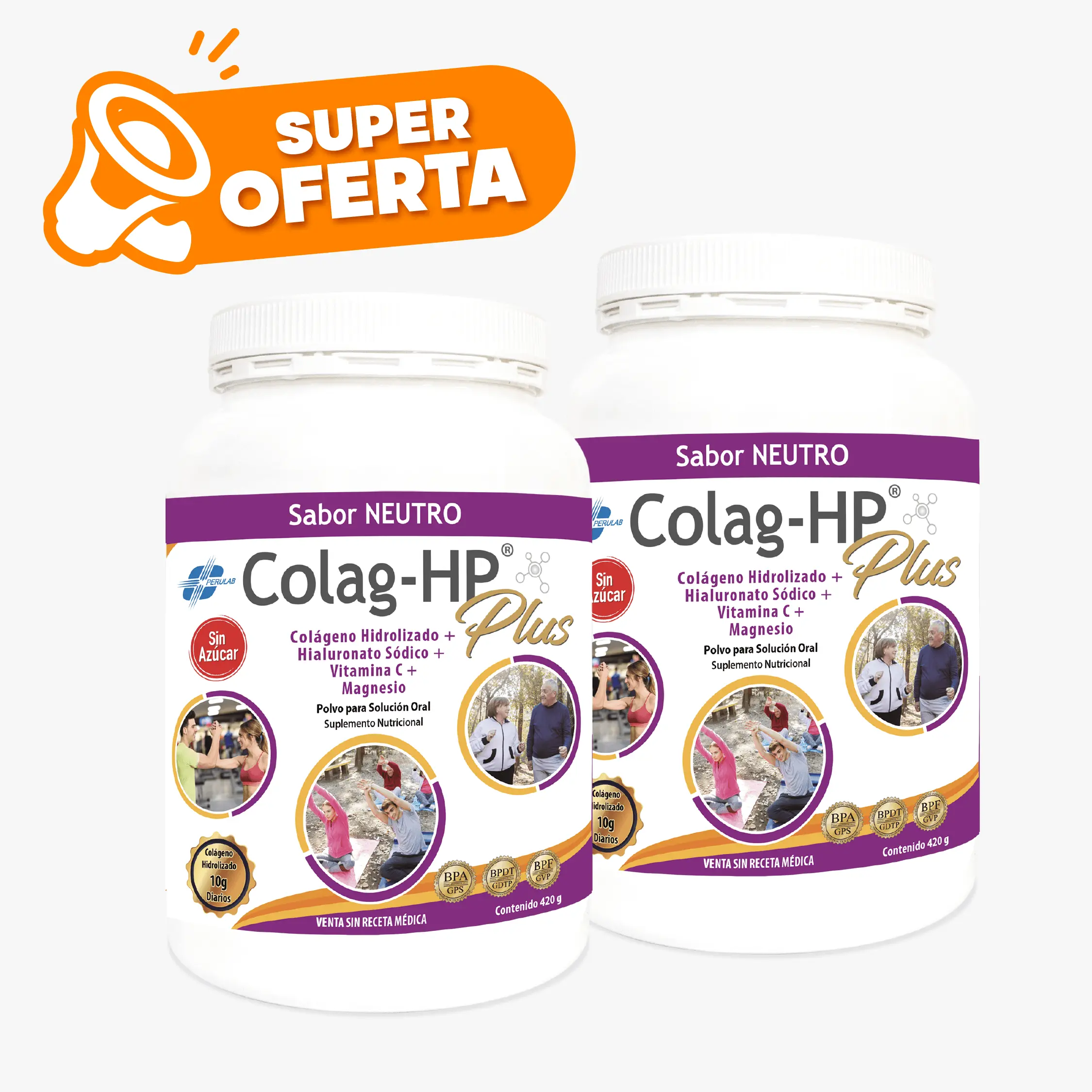 2 Colágenos Hidrolizados - Colag-HP Ⓡ Plus Sabor Neutro